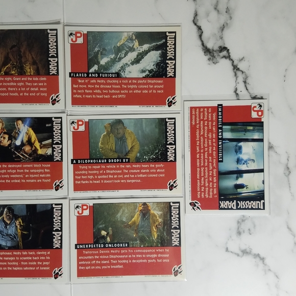 Vintage JP Topps Trading Cards Lot of 10 Jurassic Park Movie Cards Lot #11 - Picture 8 of 11